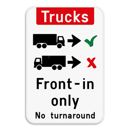 Informatiebord - Trucks drive in forwards only