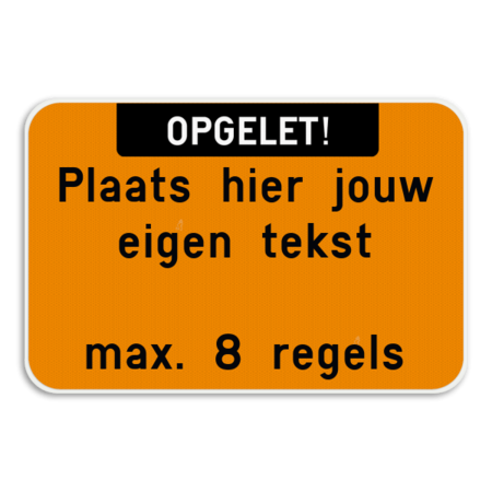 Tekstbord landscape met boventekst - wit/fluo oranje