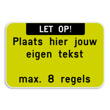 Tekstbord landscape met boventekst - wit/fluo geel-groen