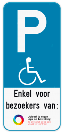 Parkeerbord E9 mindervaliden - Eigen tekst - Eigen logo