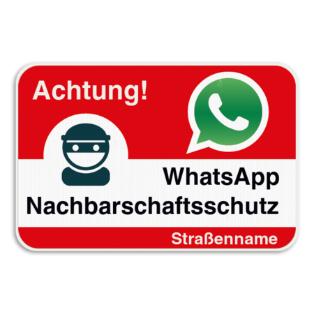 Panneau WhatsApp - Nom de rue - Allemand - Rouge