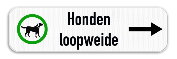 Routebord met pijl - hondenloopwijde