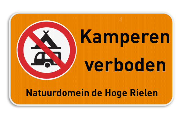 Verbodsbord - Kamperen verboden met eigen tekst