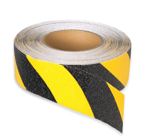 Vloertape rol anti-slip | 50-100mm breed | geel/zwart | lengte 18,3 meter