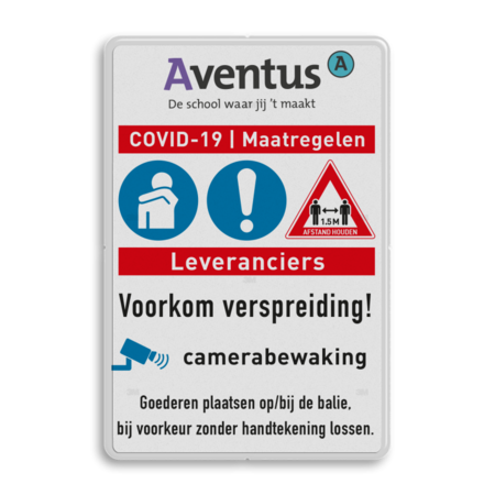 Waarschuwingsbord COVID-19 maatregelen met eigen logo