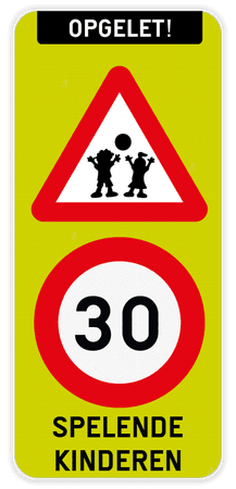 Verkeersbord Opgelet spelende kinderen 4:9