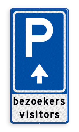 Parkeerbord BW201 met eigen tekst en pijl