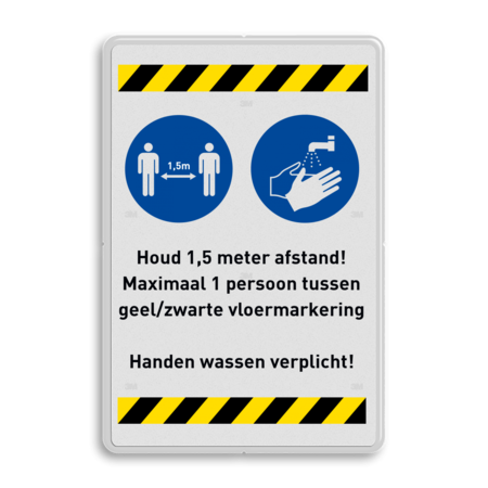 Veiligheidsbord - 1,5 meter afstand houden + handen wassen