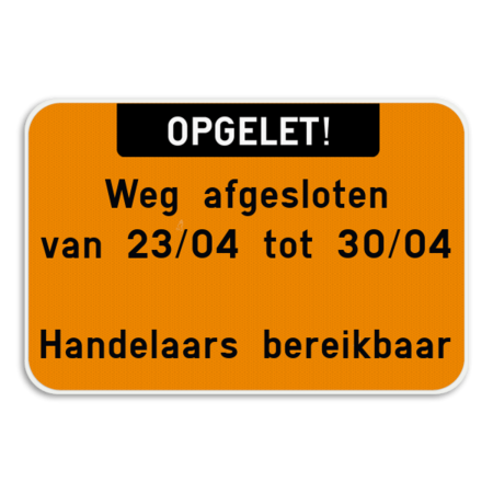 Tekstbord landscape 3:2 met boventekst - wit/fluo oranje