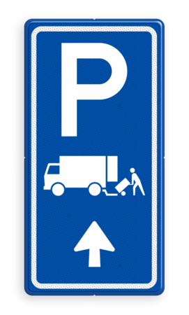Parkeerroutebord E7 laden/lossen vrachtwagens met pijl