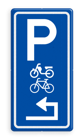 Parkeerroutebord E8m (brom-)fietsen met pijl