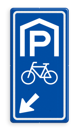 Parkeerroutebord E8f fietsen met pijl