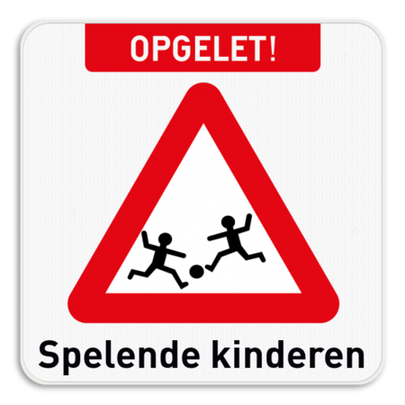 Informatiebord - Opgelet spelende kinderen