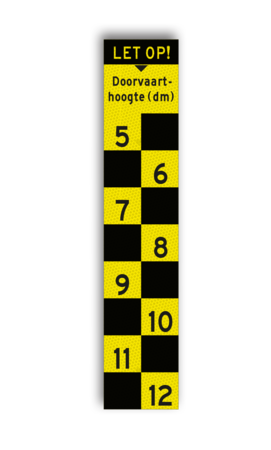 Scheepvaartbord BPR G.5.1 - 200mm - Hoogteschaal - zwart/geel - decimeters