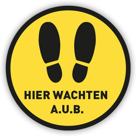 Vloersticker - Hier wachten a.u.b.