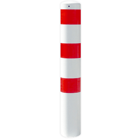 Rampaal Ø152x1500mm met grondmontage - wit/rood of verzinkt