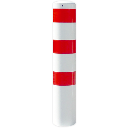 Poteau de protection Ø273x1500mm avec fixation dans le sol - galvanisé ou blanc/rouge