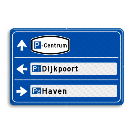 Parkeerroutebord 2 richtingen met tekst pijlen