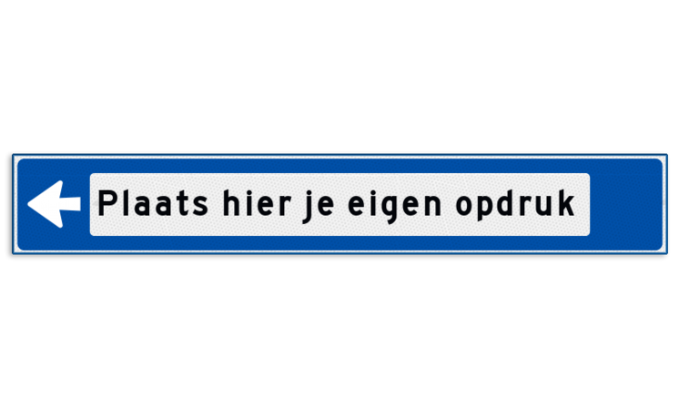 Verwijsbord object (blauw) - met tekst en pijl (zonder pictogrammen)