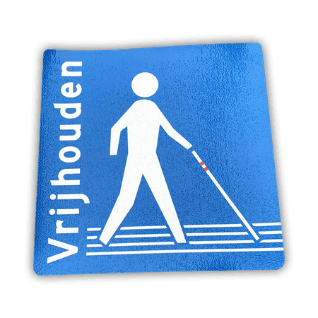 Vloersticker 275x275mm - vrijhouden -  'man met geleidestok'