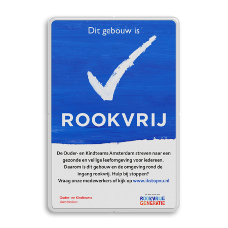 Informatiebord Rookvrij met logo JGZ Amsterdam