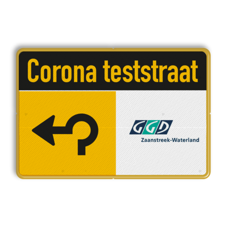 Informatiebord CORONA TESTSTRAAT + bedrijfsnaam/logo - verwijzing