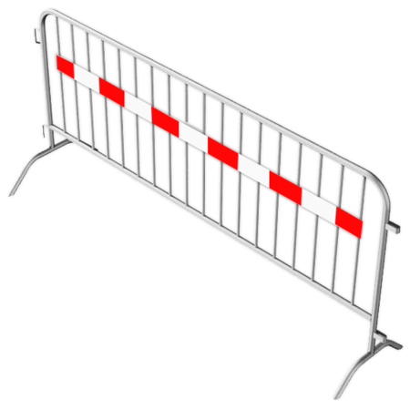 Barrière en acier 18kg - 250cm - 18 barreaux - Bande réfléchissante rouge et blanche