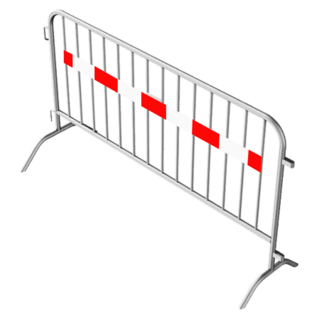 Barrière en acier 15,5kg - 200cm - 14 barreaux - Bande réfléchissante rouge et blanche