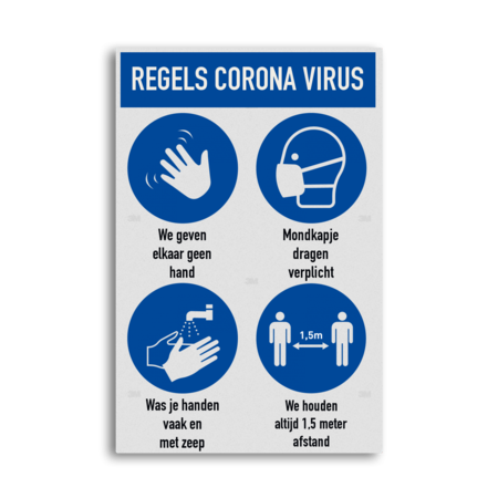 Maatregelen bord instructies Coronavirus (COVID-19)