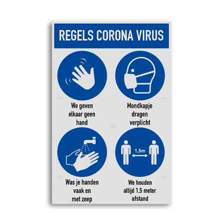 Maatregelen bord instructies Coronavirus (COVID-19)