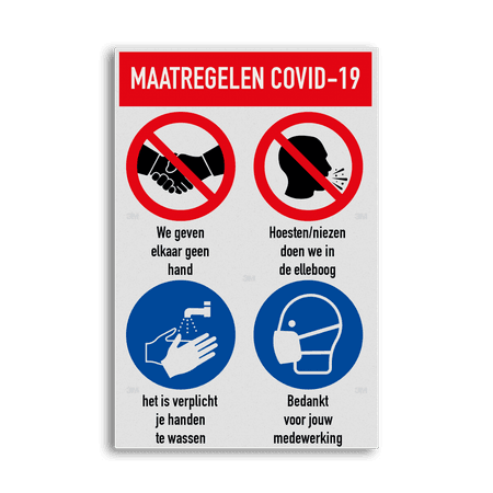 Bord maatregelen en omgangsregels COVID-19 Coronavirus