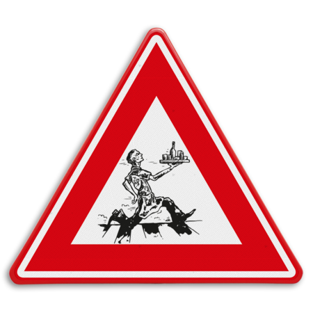 Verkeersbord overstekende ober - schets