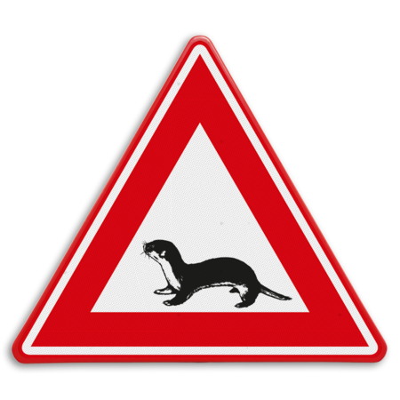 Verkeersbord - waarschuwing overstekende otter - reflecterend