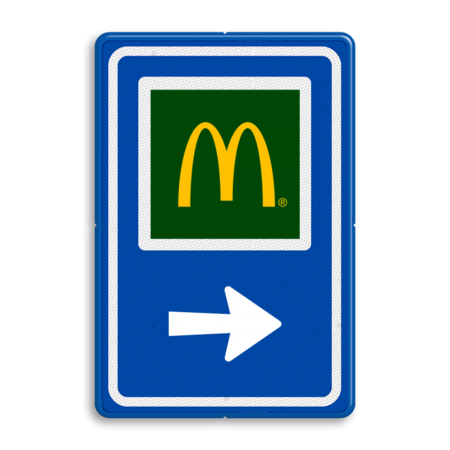 Bewegwijzeringsbord voor restaurant met logo en pijl