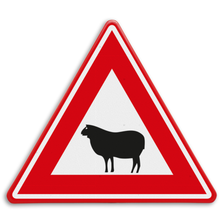 Verkeersbord - waarschuwing overstekende schapen - reflecterend