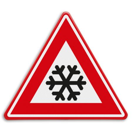 Verkeersbord RVV J36 - Vooraanduiding ijzel of sneeuw