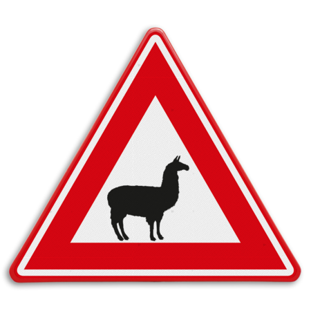 Verkeersbord - waarschuwing voor lama / alpaca - reflecterend