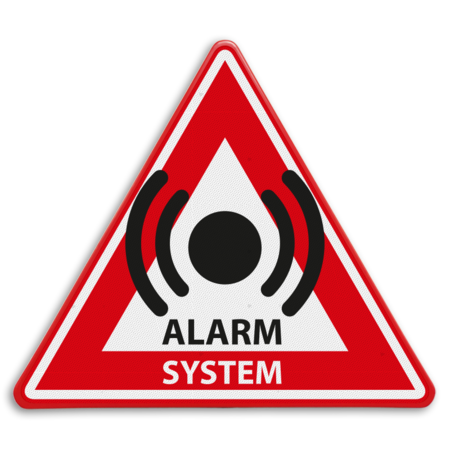 Verkeersbord - waarschuwing ALARM SYSTEM