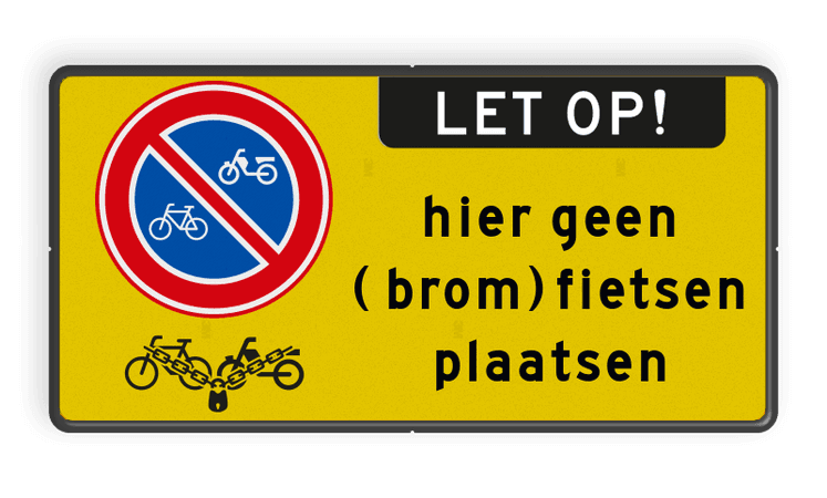 Verkeersbord RVV E03 + geen (brom)fietsen plaatsen - reflecterend