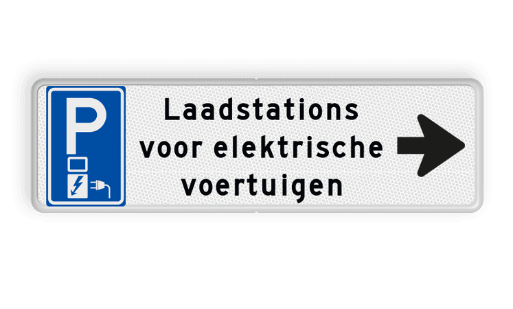 Routebord met pijl - elektrisch parkeren + eigen tekst