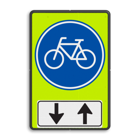 Verkeersbord RVV G11 - OB505 - Verplicht fietspad met tegenliggers - fluor achtergrond