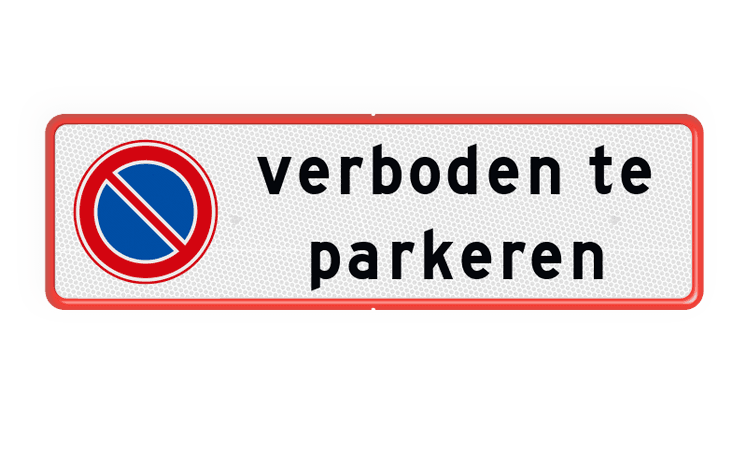 Parkeerplaatsbord RVV E01 +  Eigen tekst