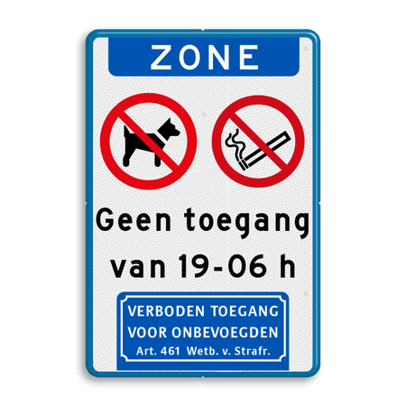 Zonebord 2 pictogrammen en eigen tekst