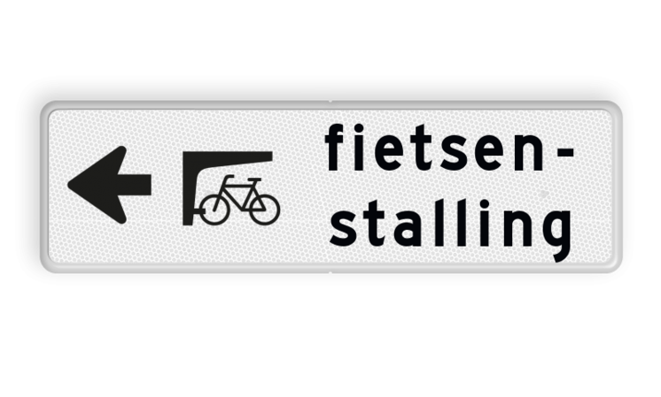 Verkeersbord route fietsenstalling + pijl - reflecterend