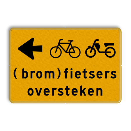 Omleidingsbord - (brom)fietsers oversteken + pijl - reflecterend