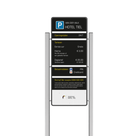 Portaalsysteem TS met informatiebord 2:5 met aluminium geborstelde staanders