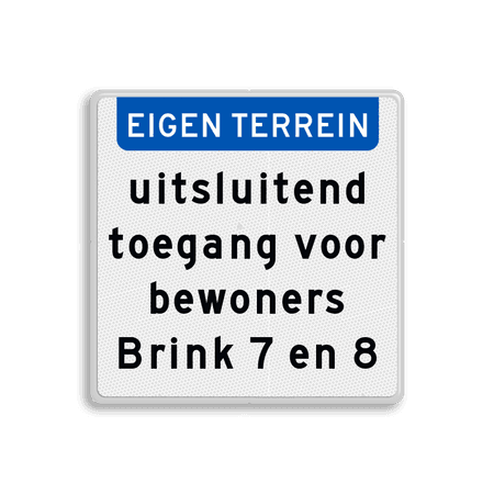 Terreinbord met eigen tekst (standaard 400x400mm)