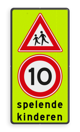 Verkeersbord Spelende kinderen RVV J21 + A1-10 reflecterend