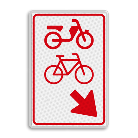 Verkeersbord RVV D107 - (brom-)fietsers van rijbaan wissen