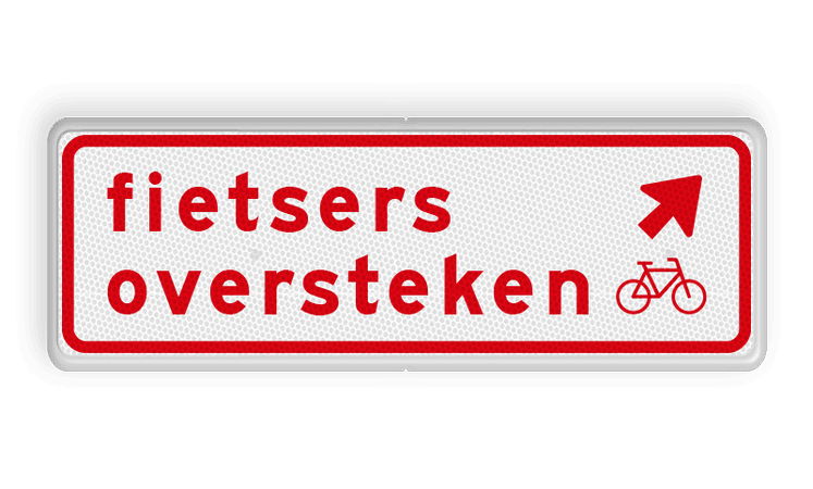 Verkeersbord RVV BW07rb 600x200mm - Fietsers oversteken